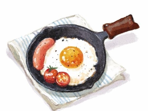 鉄のフライパンで作る目玉焼き